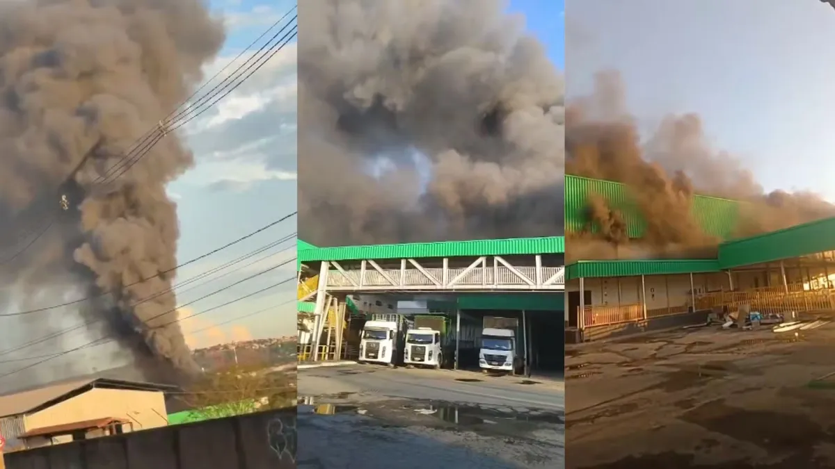 Incêndio de grande proporção mobiliza Corpo de Bombeiros em indústria de alimentos de Sete Lagoas